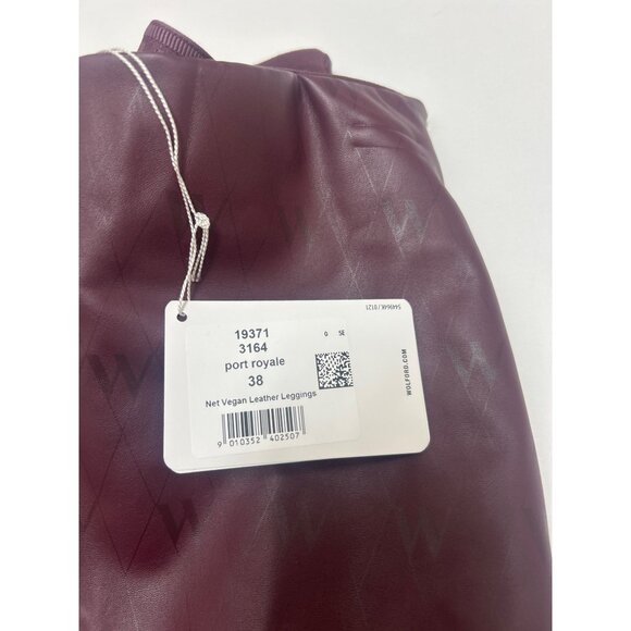 WOLFORD Net Vegan Leather Leggings Port Royale WINE BURGUNDY Size 38 NWT - Picture 6 of 6